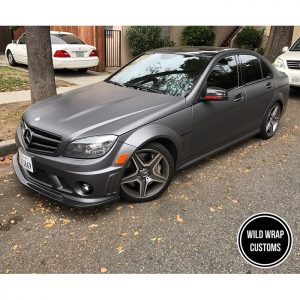 Mercedes Benz wrapped in Matte Dark Gray vinyl