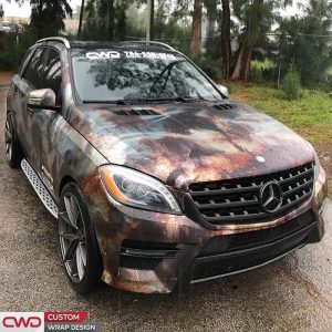 Mercedes Benz wrapped in custom printed Arlon Chrome vinyl