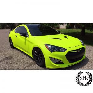 Hyundai wrapped in Arlon UPP Matte Fluorescent Hi Liter Yellow vinyl