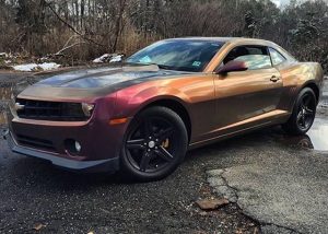 Chevrolet wrapped in Orafol 970RA Shift Effect Gloss Aubergine/Bronze vinyl