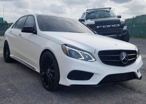 Mercedes Benz wrapped in 1080 Satin White and Gloss Black vinyls