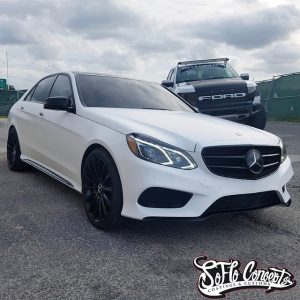 Mercedes Benz wrapped in 1080 Satin White and Gloss Black vinyls