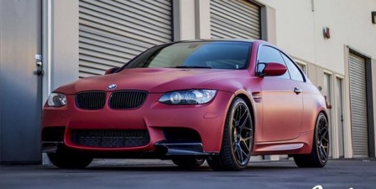 BMW wrapped in 3M 1080 Matte Red vinyl