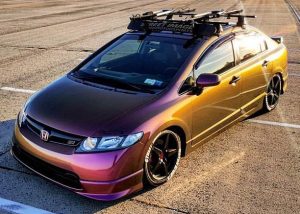 Honda wrapped in Orafol Shift Effect Gloss Aubergine/Bronze shade shifting vinyl