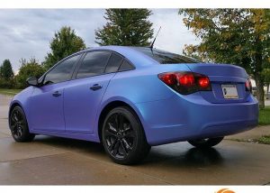 Chevrolet wrapped in ColorFlip Glacial Frost Blue/Purple shade shifting vinyl