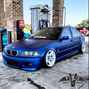 BMW wrapped in Arlon UPP Matte Deep Ocean vinyl