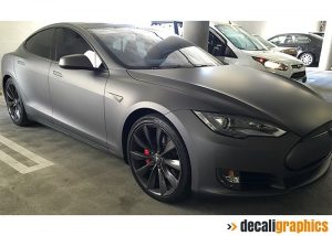 Tesla wrapped in Avery SW Matte Charcoal Metallic vinyl