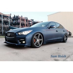 Infiniti wrapped in Avery SW Matte Night Blue Metallic vinyl