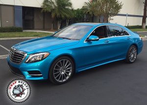Mercedes Benz wrapped in Gloss Atlantis Blue vinyl