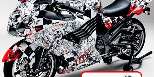 Vaporlock Black & White Motorcycle Vinyl Wrap (for Cruisers) – BIKESKINZ