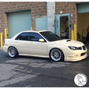 Subaru wrapped in 3M 1080 Gloss Light Ivory vinyl