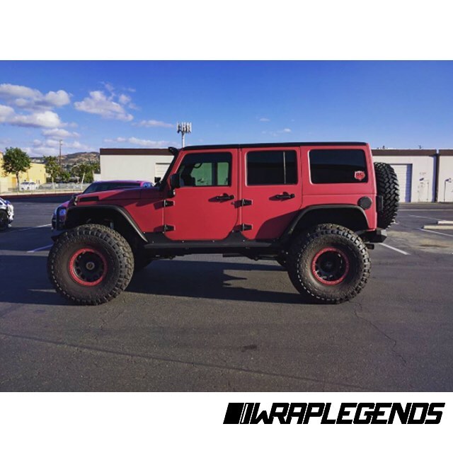 Jeep Wrangler wrapped in Avery SW Matte Cherry Metallic vinyl Jeep Wrangler wrapped in Avery SW Matte Cherry Metallic vinyl
