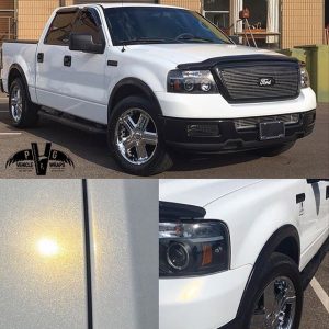 Ford wrapped in Gloss White Gold Sparkle vinyl