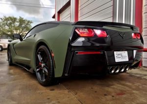 Chevrolet wrapped in Matte Military Green vinyl