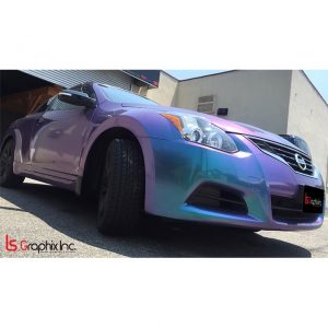 Nissan wrapped in Orafol 970RA Shift Effect Gloss Turquoise/Lavender vinyl