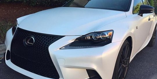 Lexus wrapped in Avery SW Satin Pearl White vinyl