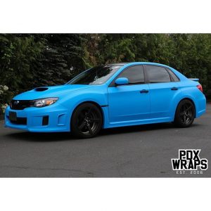 Subaru wrapped in 3M 1080 Matte Riviera Blue vinyl