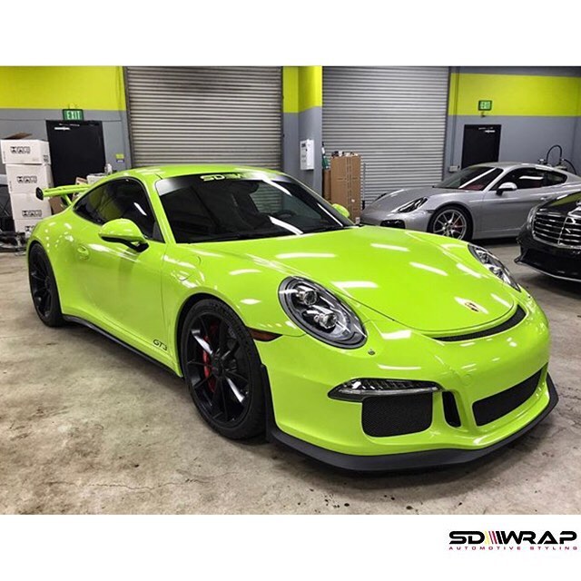 Porsche wrapped in Gloss Lime Green vinyl Vinyl Wrap 3M Cars