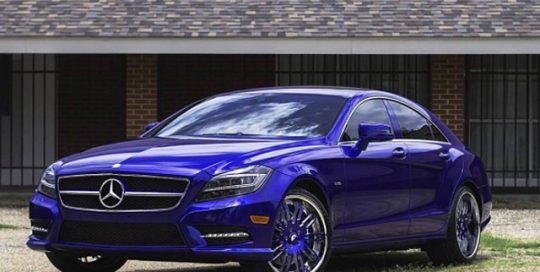 Mercedes Benz wrapped in Gloss Blue Raspberry vinyl