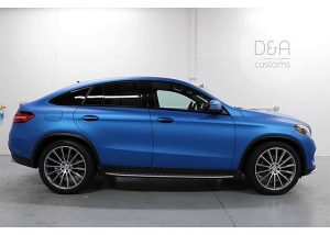 Mercedes Benz wrapped in Matte Blue Metallic vinyl