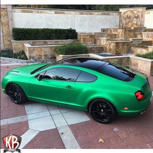 Bentley wrapped in 1080 Satin Sheer Luck Green and Gloss Black vinyls