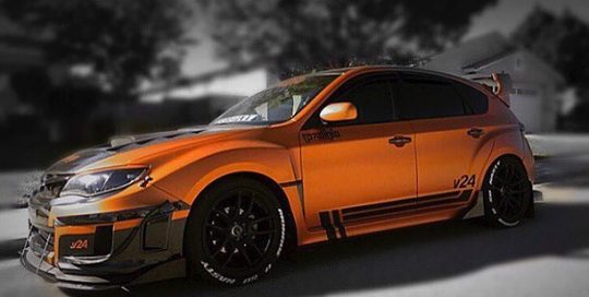 Subaru wrapped in 3M 1080 Satin Canyon Copper vinyl
