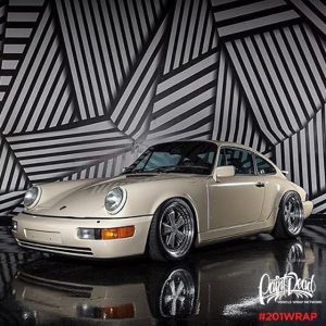 Porsche wrapped in Orafol 970RA Gloss Papyrus vinyl