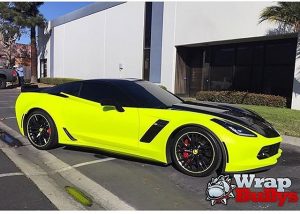 Chevrolet wrapped in Satin Neon Fluorescent Yellow vinyl