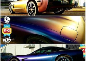 Chevrolet wrapped in Avery ColorFlow Satin Rushing Riptide Cyan/Purple shade shifting vinyl