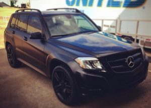 Mercedes Benz wrapped in Satin Black vinyl