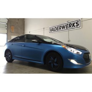Hyundai wrapped in Orafol 970RA Matte Azure Blue Metallic vinyl