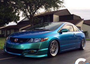 Honda wrapped in Orafol 970RA Shift Effect Gloss Aquamarine vinyl