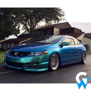Honda wrapped in Orafol 970RA Shift Effect Gloss Aquamarine vinyl