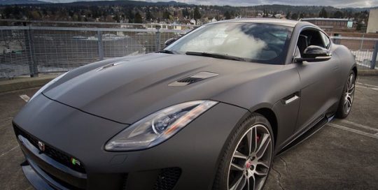Jaguar wrapped in 3M 1080 Matte Deep Black vinyl