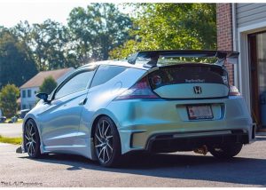Honda wrapped in Orafol 970RA Shift Effect Pearl/Green vinyl