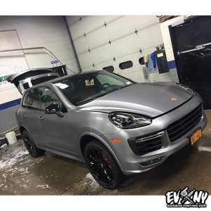 Porsche wrapped in Brushed Titanium vinyl