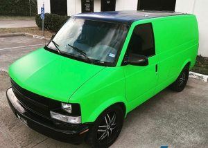 Chevrolet wrapped in 3M 1080 Satin Neon Fluorescent Green and Satin Black vinyls