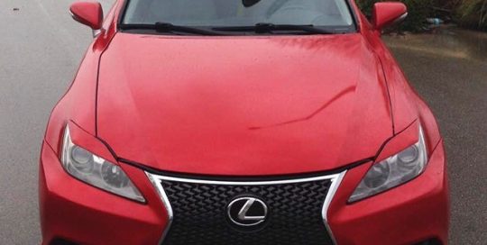 Lexus wrapped in Gloss Dragon Fire Red vinyl