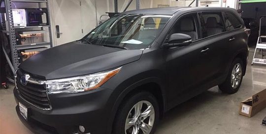 Toyota wrapped in Matte Deep Black vinyl