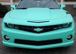 Chevrolet wrapped in Matte Vintage Green vinyl