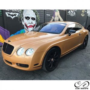 Bentley wrapped in Metallic Diamond Amber vinyl