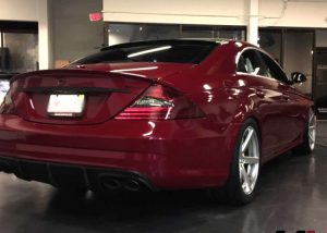 Mercedes Benz wrapped in Gloss Cinder Spark Red vinyl