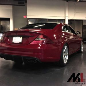 Mercedes Benz wrapped in Gloss Cinder Spark Red vinyl