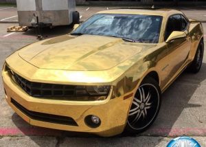 Chevrolet wrapped in Avery SW Gold Chrome vinyl