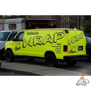 Chevrolet van wrapped in 1080 Fluorescent Neon Yellow and Black vinyls