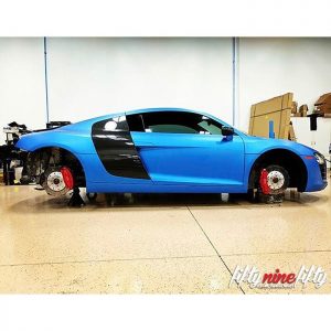 Audi r8 wrapped in Matte Blue Metallic vinyl