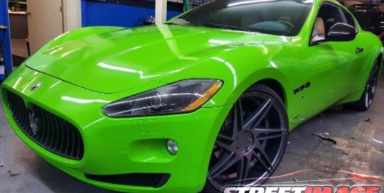 Maserati wrapped in Avery SW Gloss Grass Green vinyl
