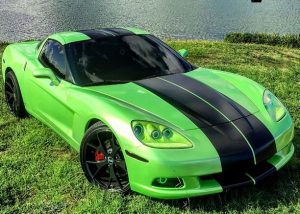 Chevrolet wrapped in Avery SW Light Green Pearlescent and Satin Black vinyls
