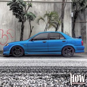 Mazda wrapped in Gloss Intense Blue vinyl
