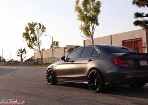 Mercedes Benz wrapped in Avery SW Satin Pearl Nero vinyl